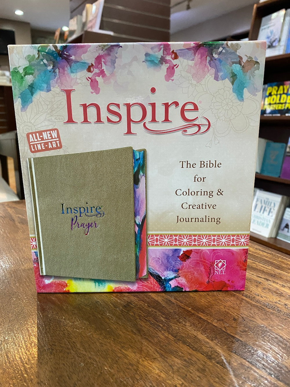 NLT Inspire Prayer Bible--soft leather-look, metallic gold over (Hardcover)