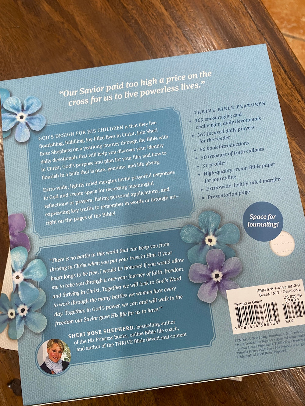 NLT THRIVE Creative Journaling Devotional Bible--hardcover, blue flowers