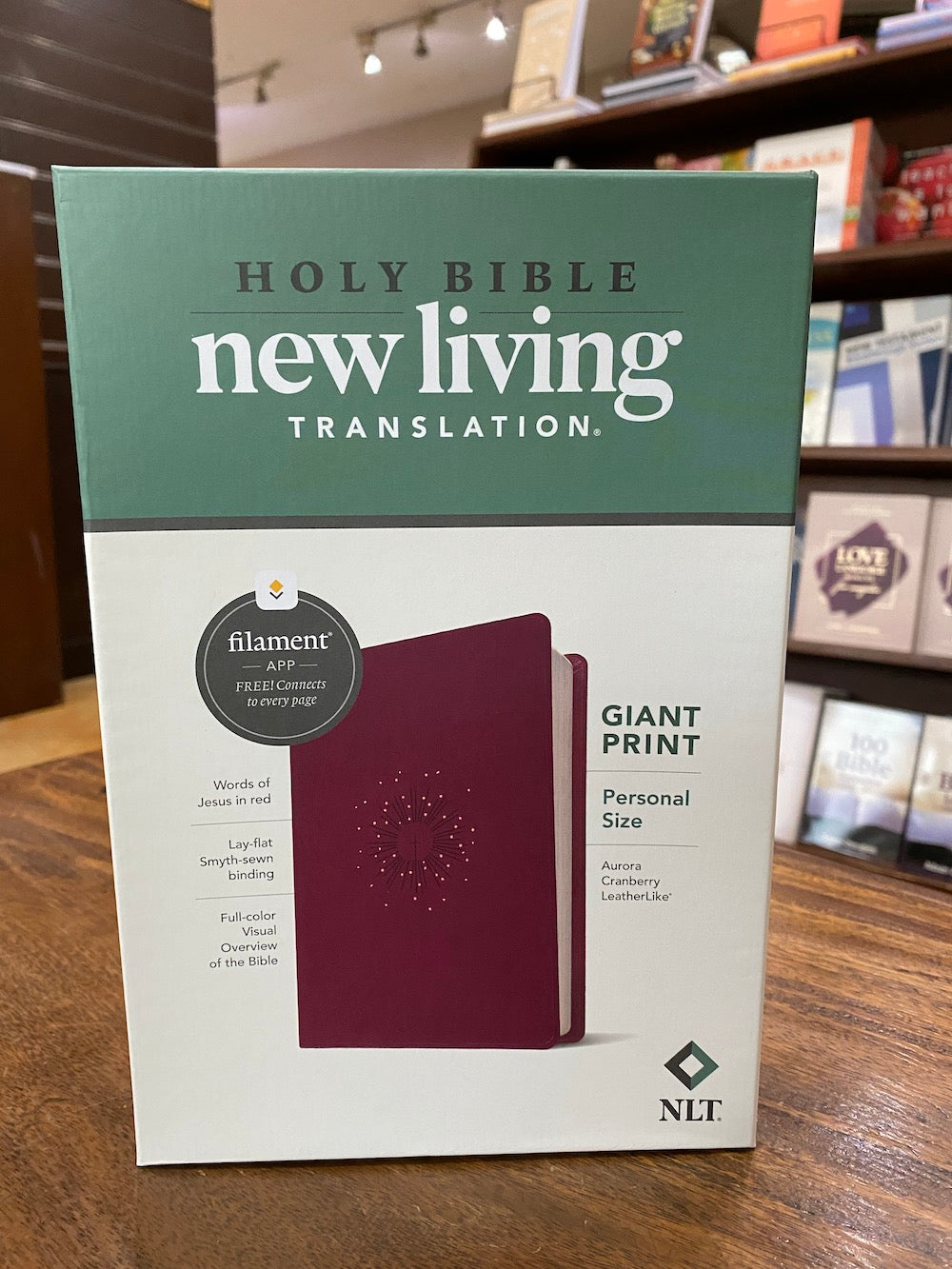 NLT Personal-Size Giant-Print Bible, Filament Enabled Edition--soft leather-look, aurora cranberry