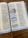 NLT Hands-On Bible--soft leather-look, dark gray/blue cross