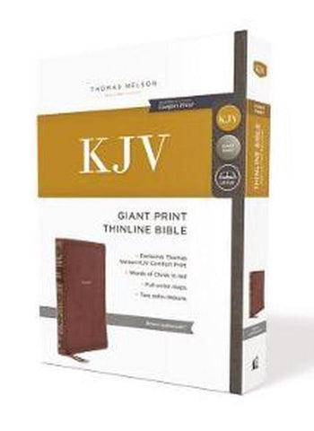 KJV Giant-Print Thinline Bible, Comfort Print--soft leather-look, brown (red letter)