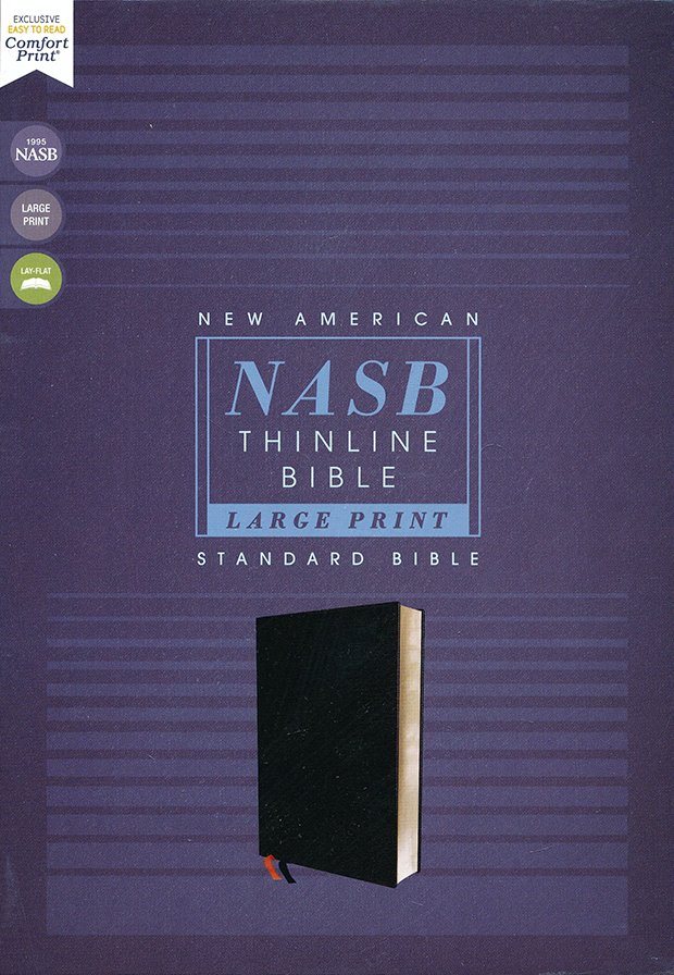 NASB Large-Print Thinline Bible, Red Letter Edition--bonded leather, black