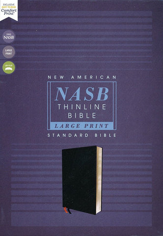 NASB Large-Print Thinline Bible, Red Letter Edition--bonded leather, black