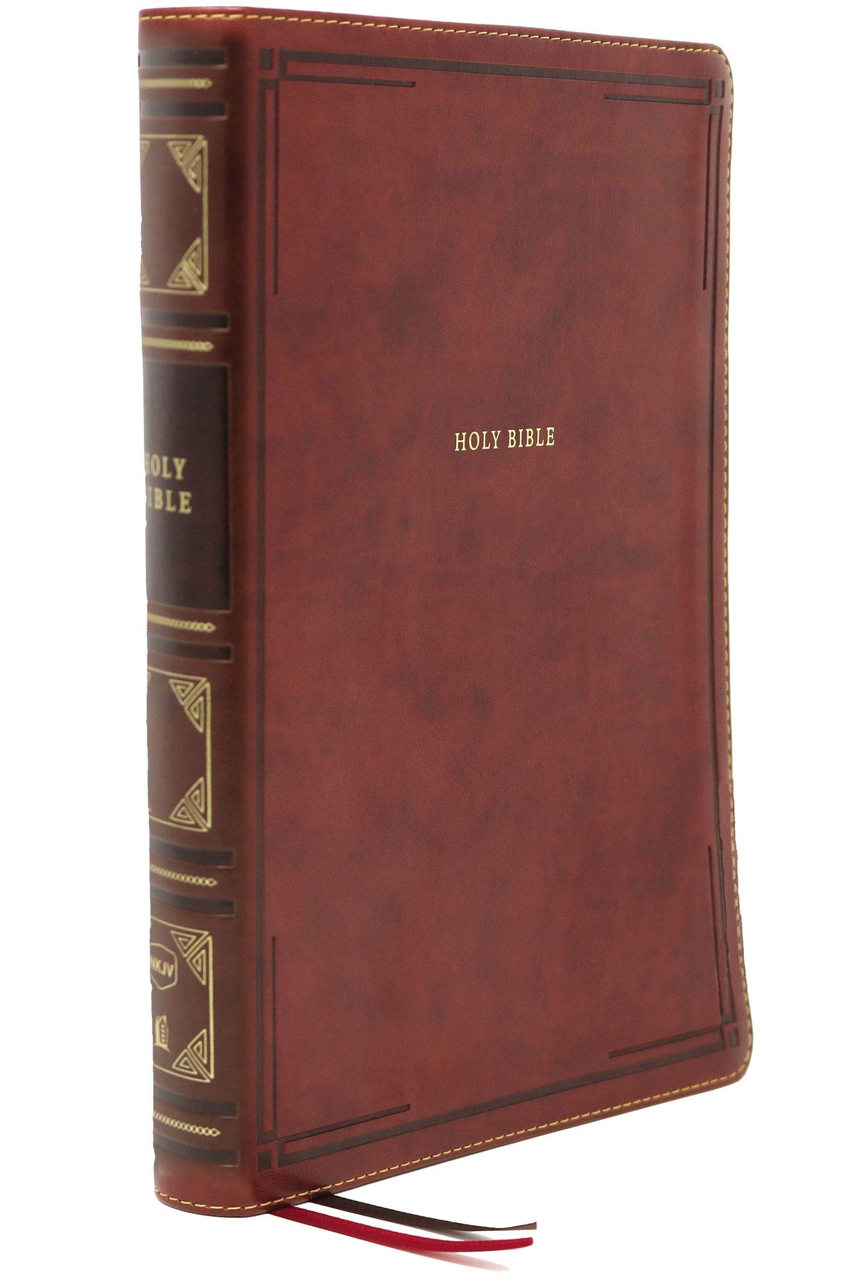 NKJV Thinline Reference Bible Large Print Leathersoft Brown Red Letter Comfort Print