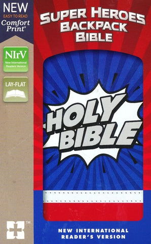 NIrV The Super Heroes Backpack Bible (Leathersoft, Blue/Red)